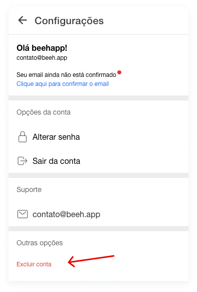 Excluir conta passo 2