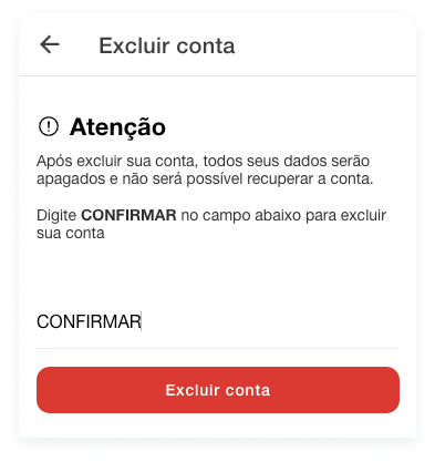 Excluir conta passo 3